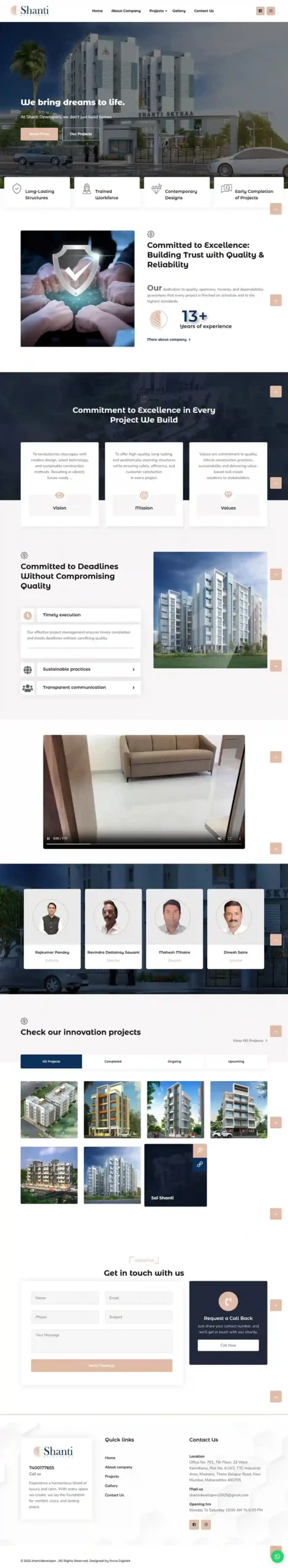 Shanti Developers Website