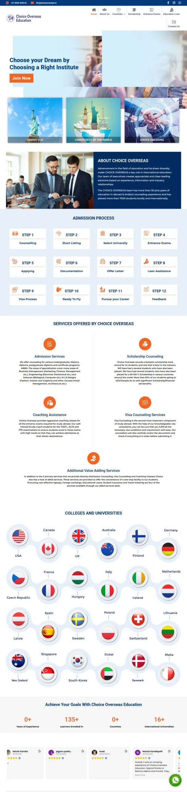Choice Overseas Education Website