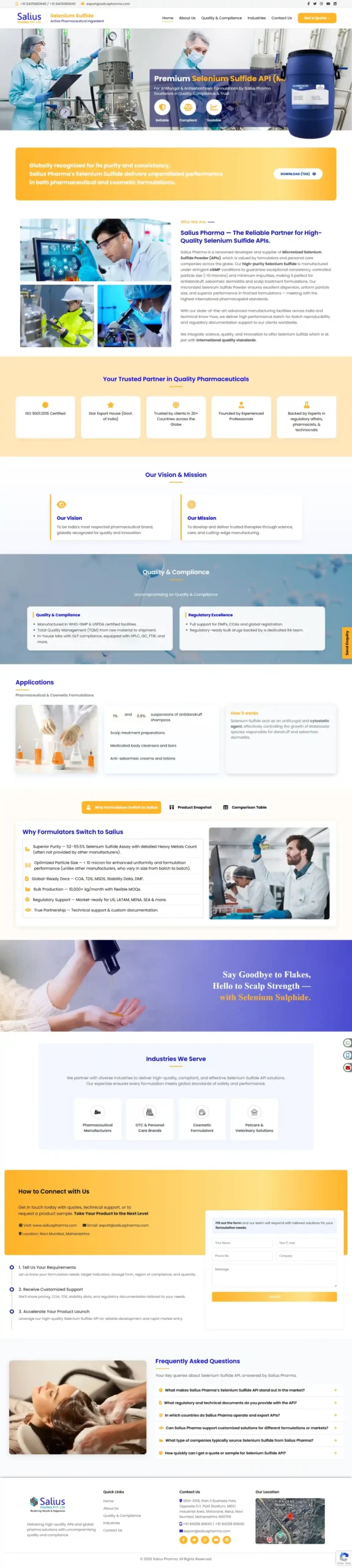 Selenium Sulfide API landing page